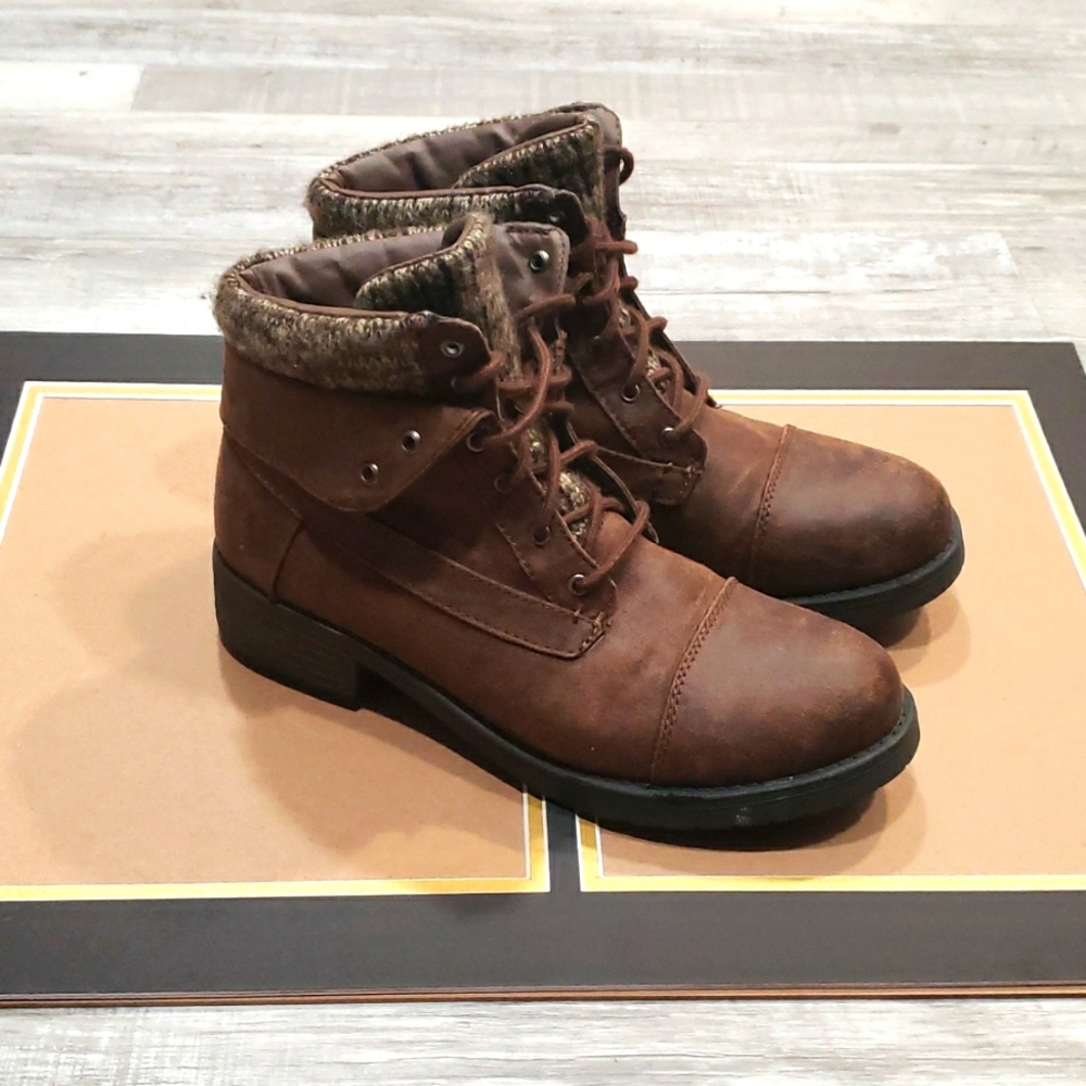 Brown Lace Ankle Boots